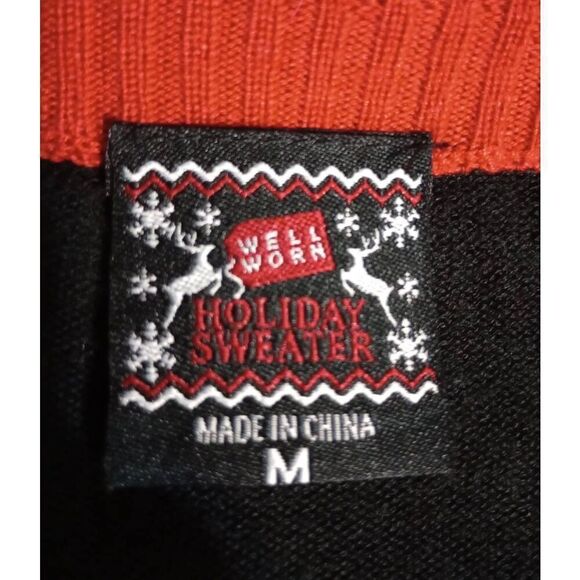 Pug Christmas Sweater Ladies Medium‎ Snow Bah Hum Bug Well Worn Light Weight - Picture 4 of 6